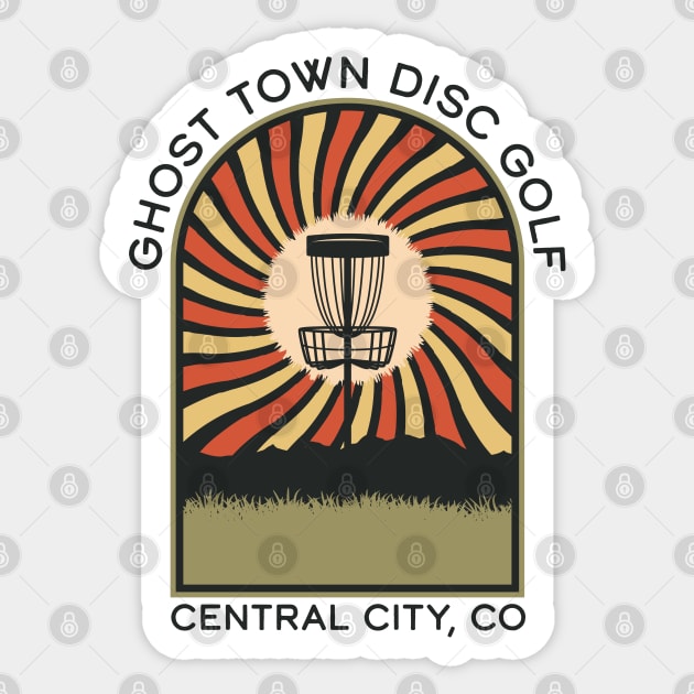 Ghost Town Disc Golf Central City Colorado | Disc Golf Vintage Retro Arch Mountains Sticker by KlehmInTime